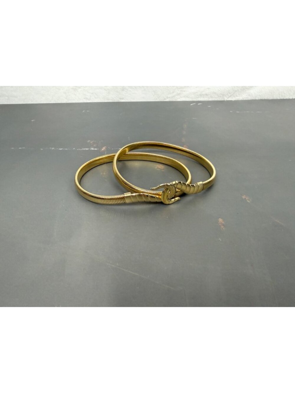 Gold-Tone hook Design Wrap Belt With Textured Clasp Closure